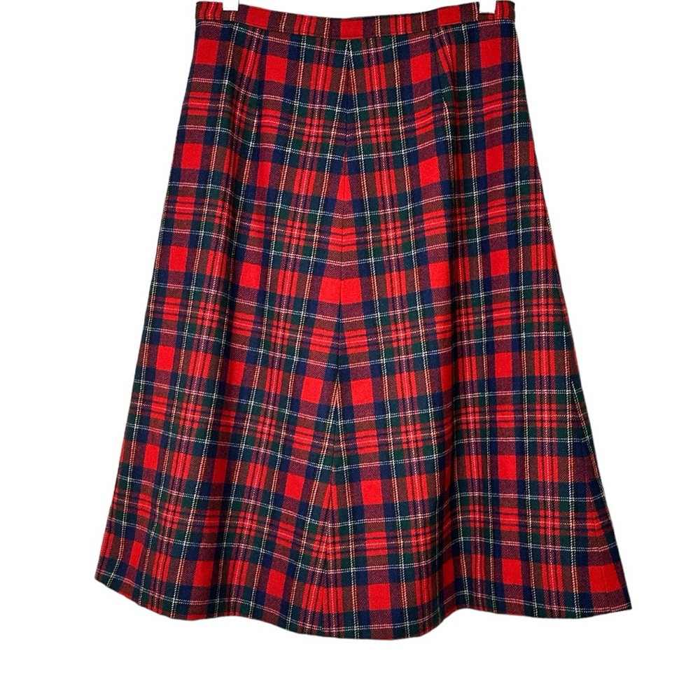 Pendleton Vintage Red Royal Stewart Tartan MIDI ALine Christmas Plaid Wool Skirt - Picture 8 of 12